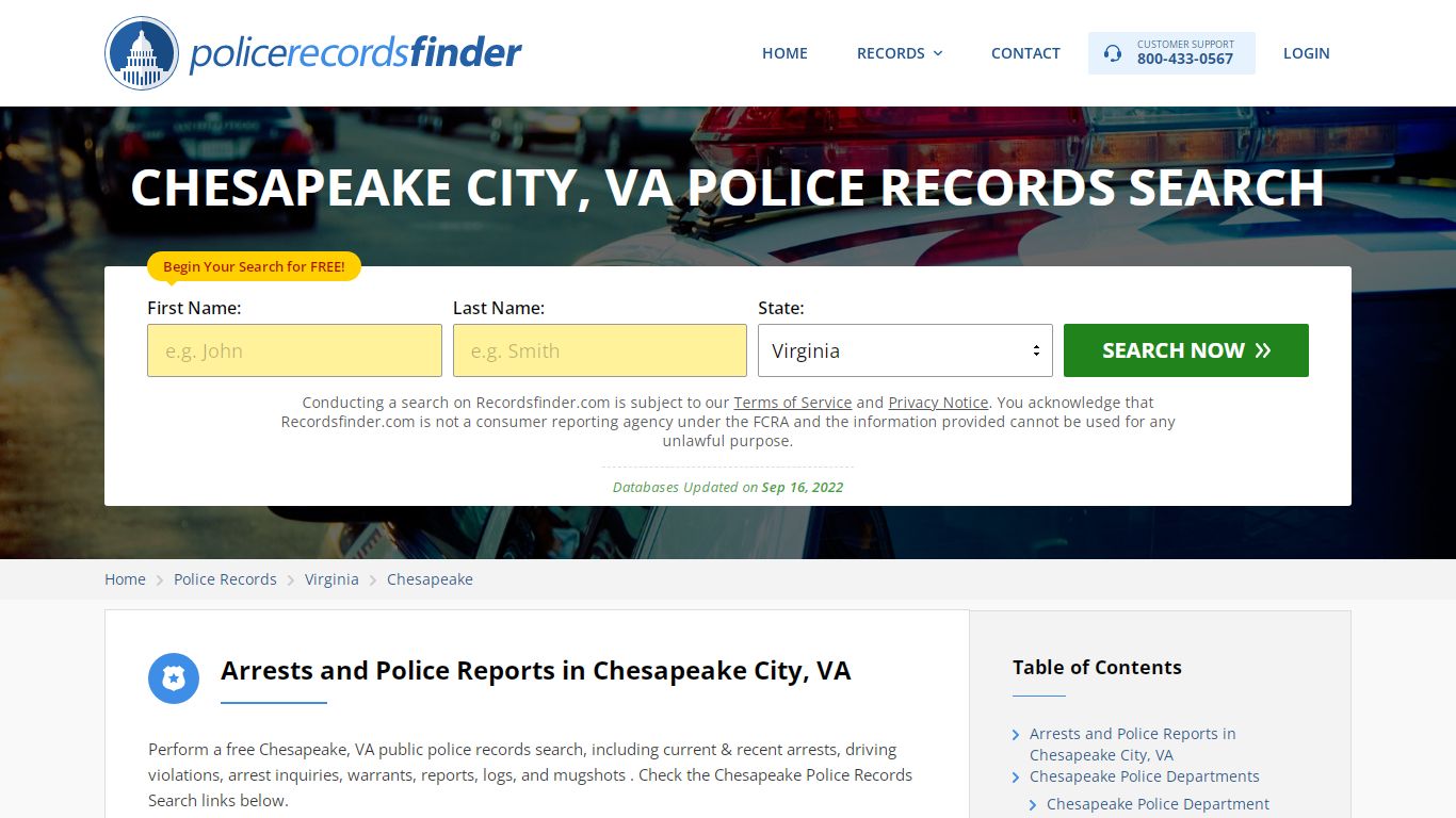 Chesapeake, Lawrence County, VA Police Reports & Police Department Records