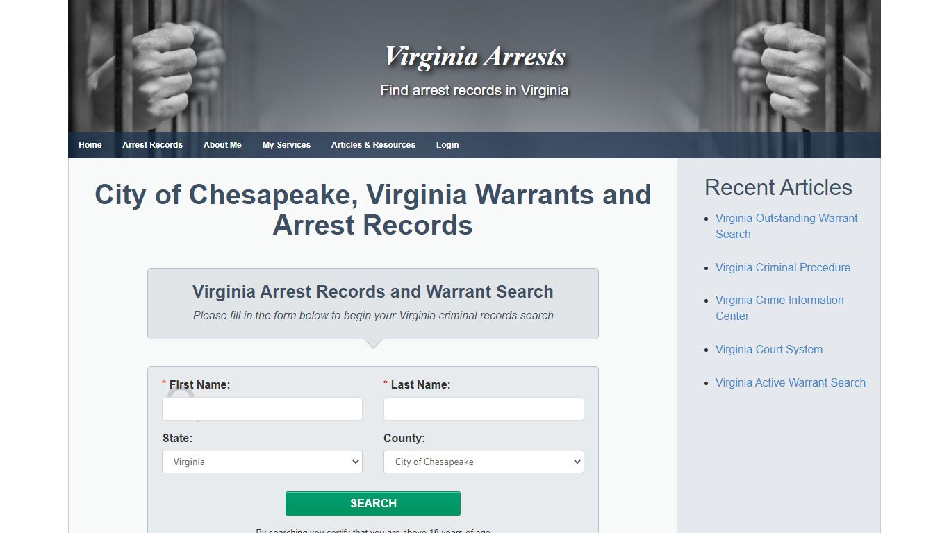City of Chesapeake, Virginia Warrants and Arrest Records